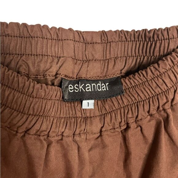 Eskandar Japanese Trouser Pull On Lightweight Pants Tapered Leg Cotton Brown 1 - Picture 4 of 7